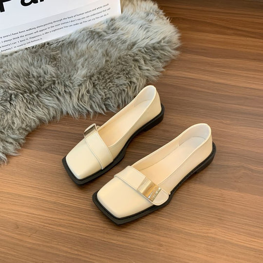 Damen elegante Ballerinas mit schickem Riemen und komfortablem Blockabsatz EB