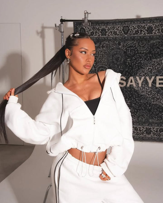 Damen nan weites Oversize-Trackset mit Reißverschluss-Kapuzenjacke und extraweiter Loungehose EB