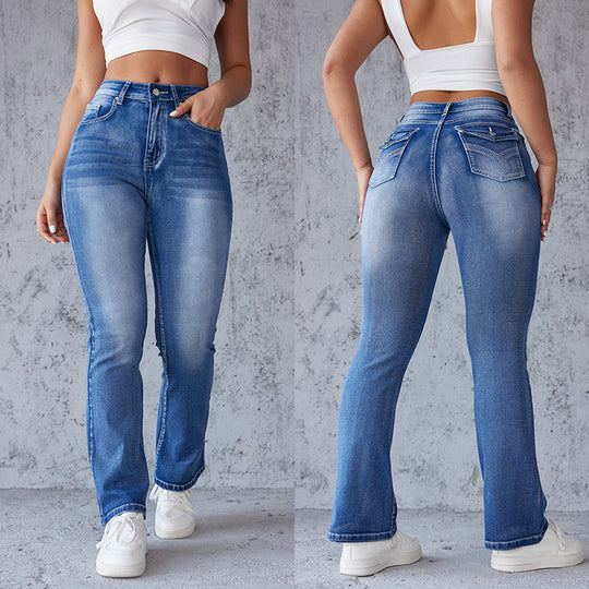 Damen Bootcut-Jeans mit hohem Taillenbund und Stretch-Anteil EB