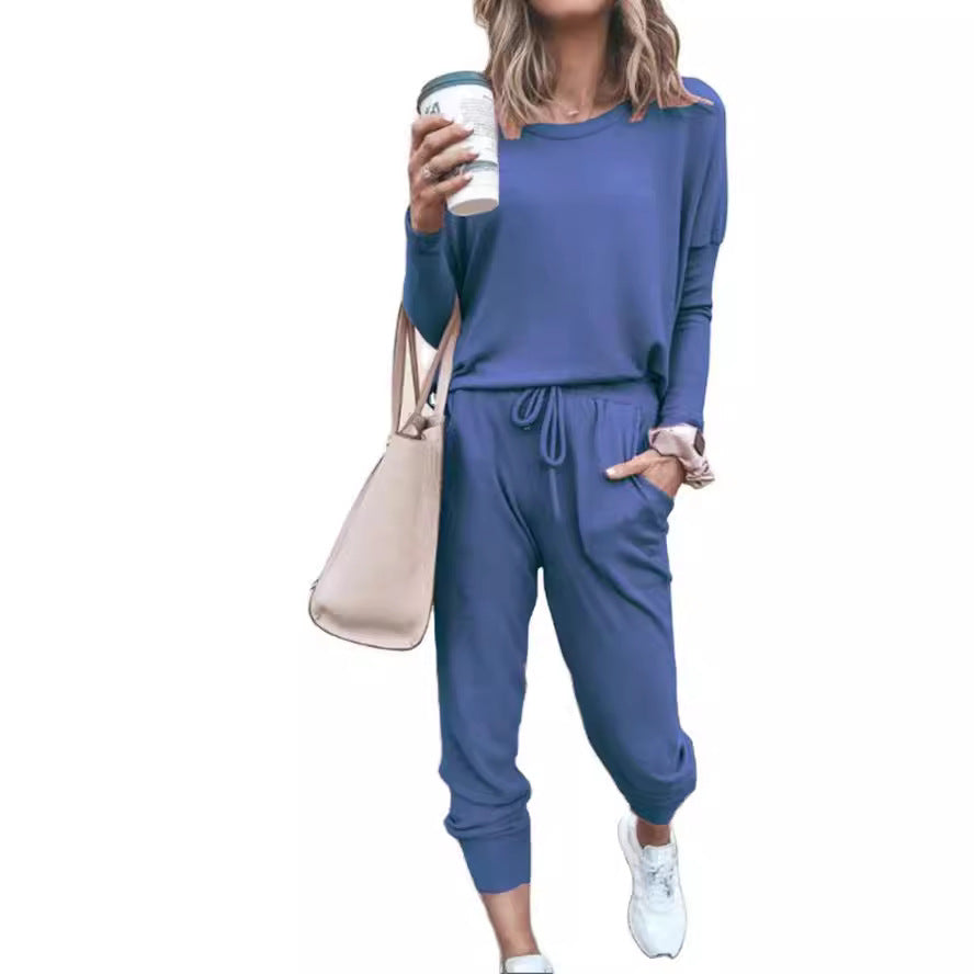 Damen Bequemer Jumpsuit mit modischem Rundhalsausschnitt und regulierbarem Bund EB