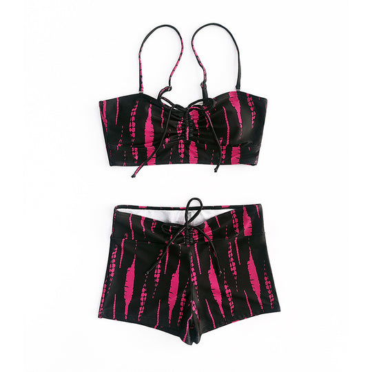 Damen Bikini-Set mit modischem Crop-Top und lässigen Shorts EB