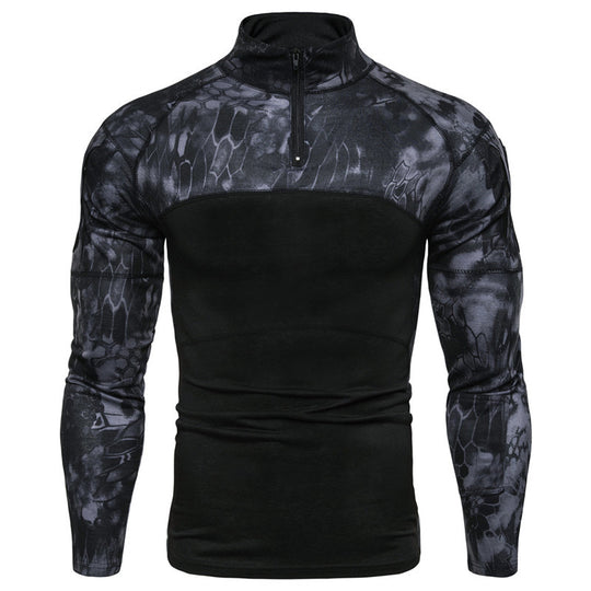 Herren Funktionsshirt mit Stehkragen und innovativem Camouflage-Design EB
