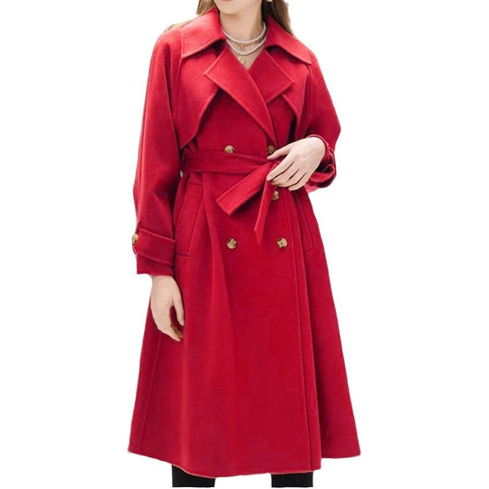 Damen eleganter Trenchcoat mit doppelter Knopfleiste und tailliertem Schnitt EB