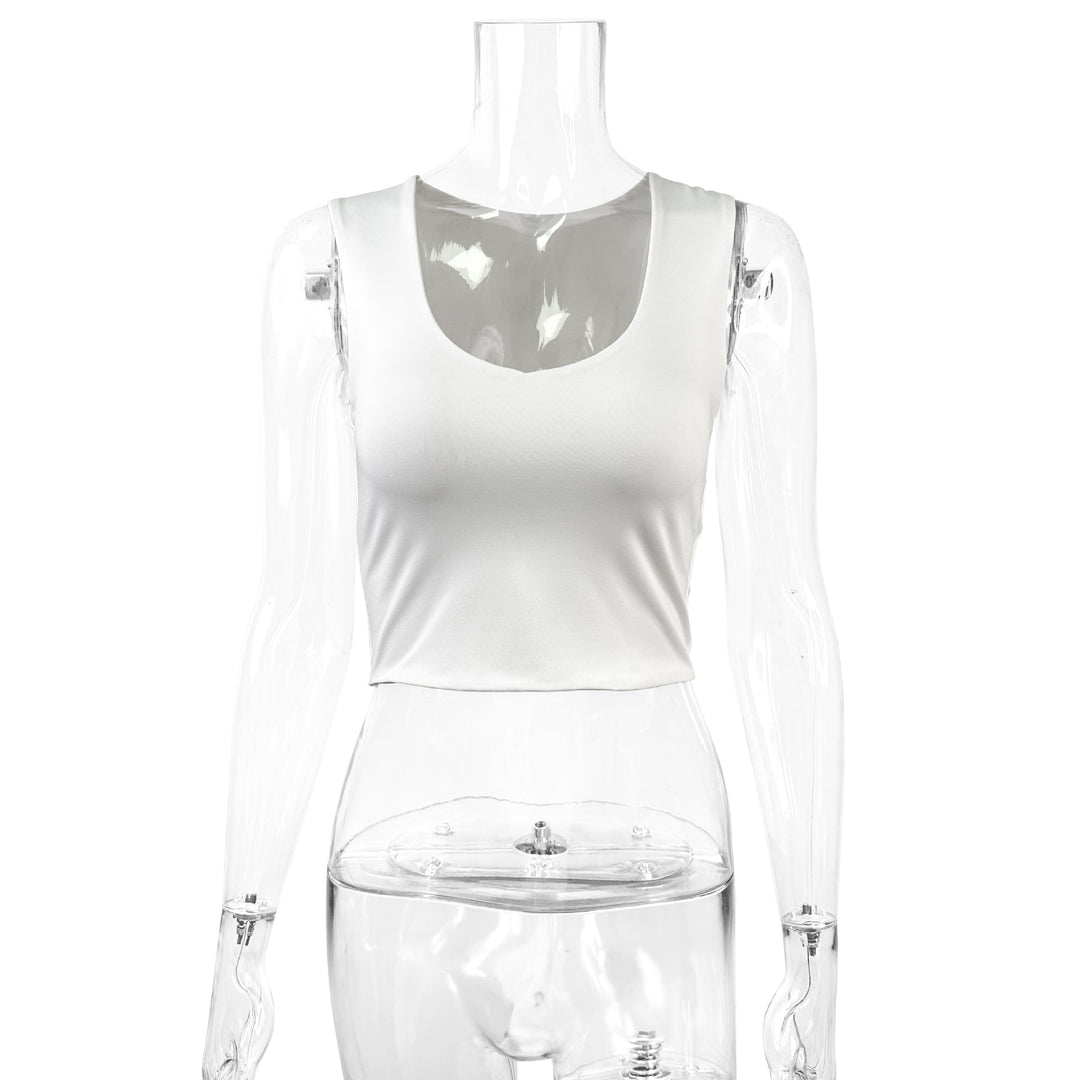 Damen figurbetontes Crop-Top mit tiefem V-Ausschnitt EB