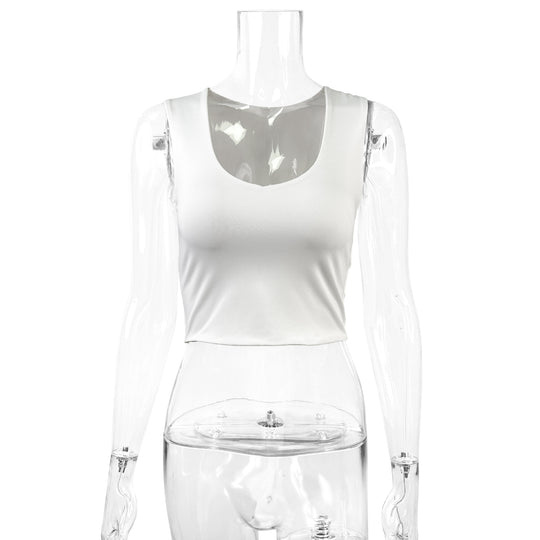 Damen figurbetontes Crop-Top mit tiefem V-Ausschnitt EB