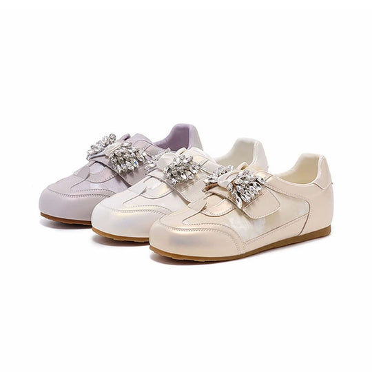 Damen modische Slip-On Sneakers mit funkelndem Schmuckdetail EB