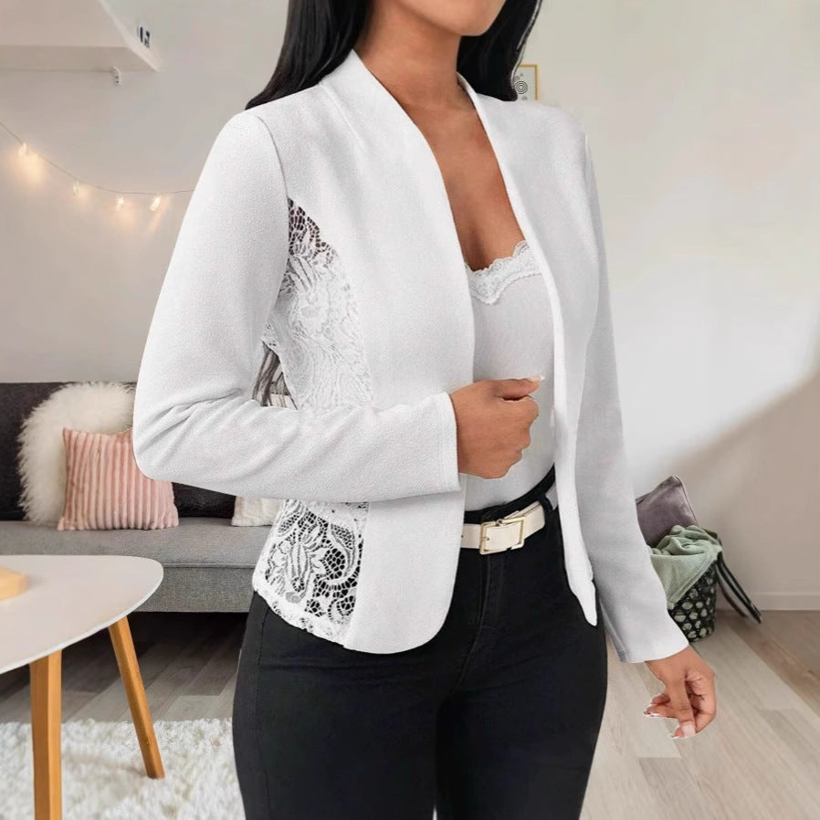 Damen elegante Blazerjacke mit Spitze und modernem Schnitt EB