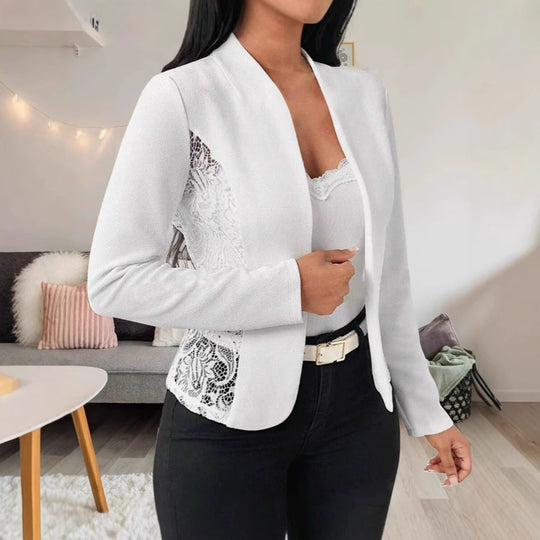 Damen elegante Blazerjacke mit Spitze und modernem Schnitt EB