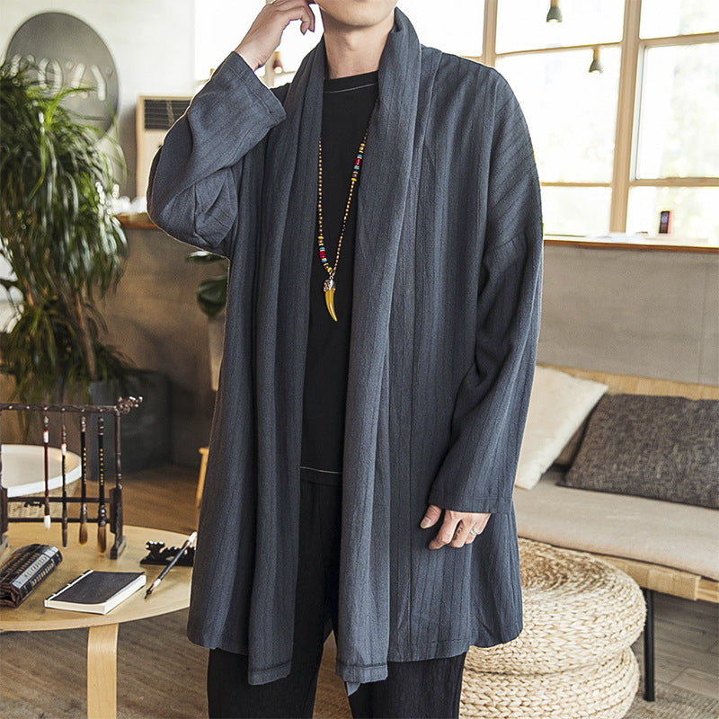 Herren lässige Kimono-Jacke mit elegantem Schnitt und weichem Gewebe EB