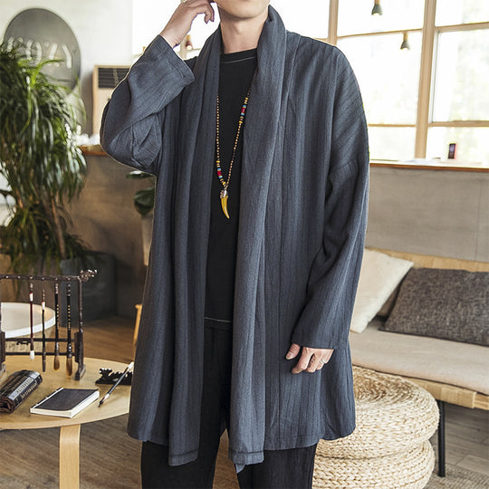 Herren lässige Kimono-Jacke mit elegantem Schnitt und weichem Gewebe EB