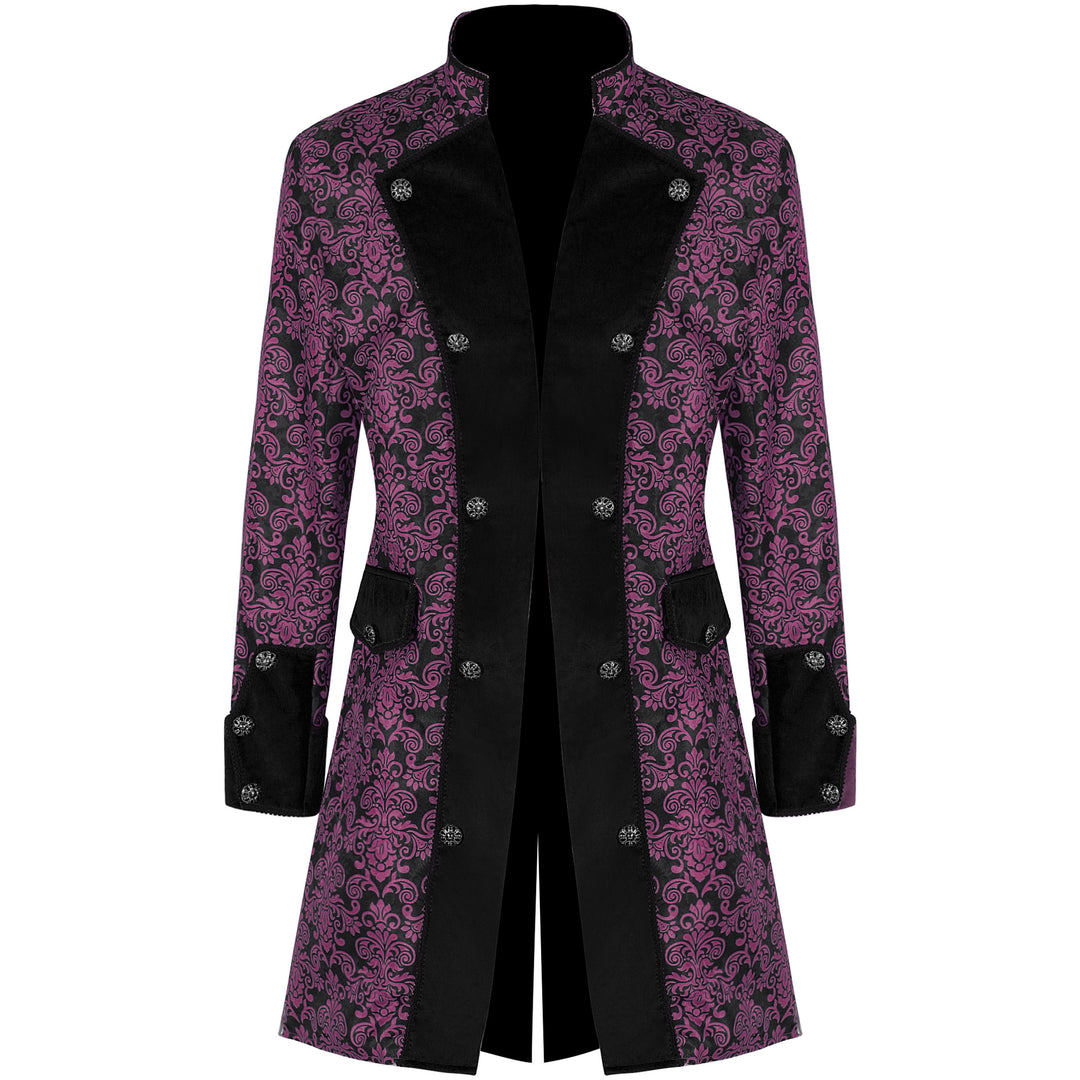 Herren nan taillierter Brokat-Gehrock mit ornamentalem Jacquardmuster und Samtbesatz Eb