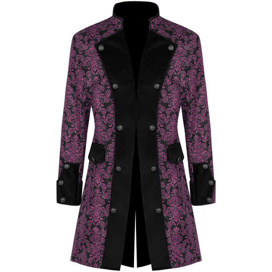 Herren nan taillierter Brokat-Gehrock mit ornamentalem Jacquardmuster und Samtbesatz Eb