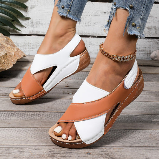 Damen Bequeme orthopädische Sandalen mit verstellbarem Fersenriemen EB