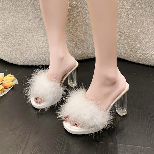Damen elegante Plateau-Sandaletten mit luxuriösem Flausche-Akzent EB
