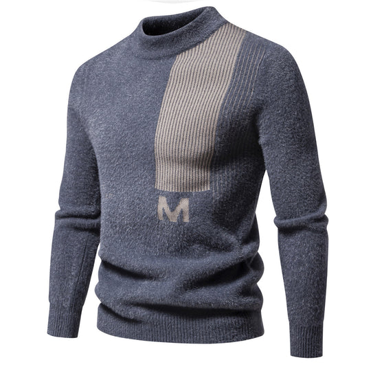 Herren Hochwertiger Strickpullover mit modernem Stehkragen und strukturiertem Design EB