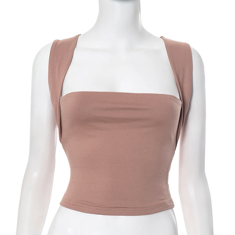 Damen modernes Crop-Top mit schmalen Trägern und figurbetontem Schnitt EB