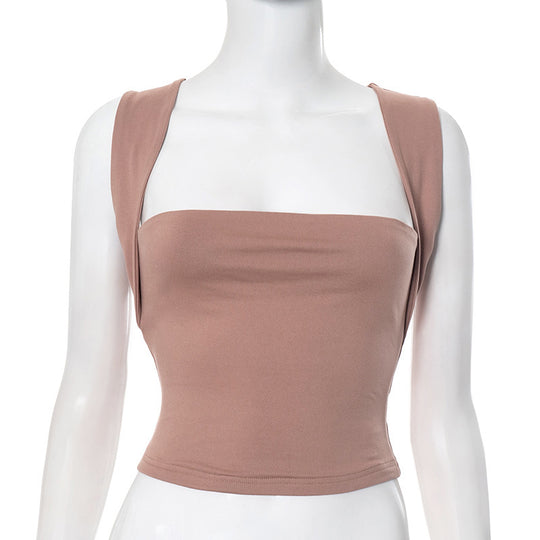 Damen modernes Crop-Top mit schmalen Trägern und figurbetontem Schnitt EB