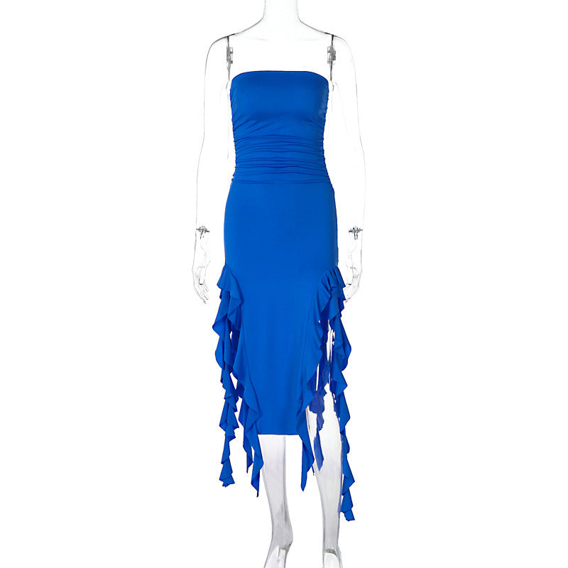 Damen Wickelkleid mit Rüschen und figurformendem Schnitt EB