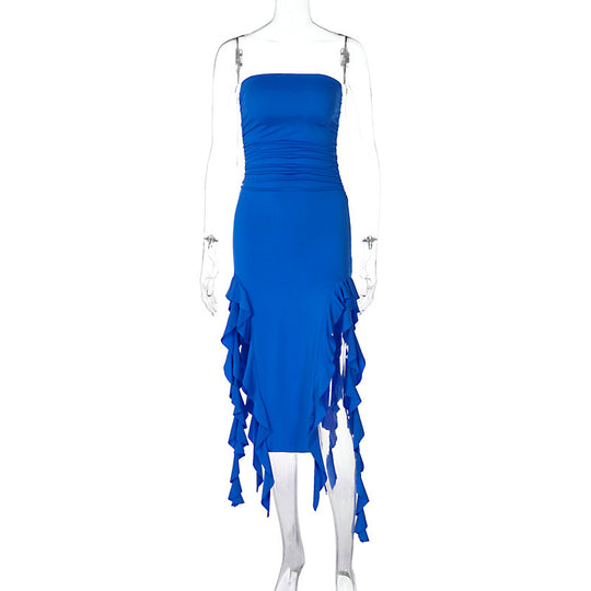 Damen Wickelkleid mit Rüschen und figurformendem Schnitt EB