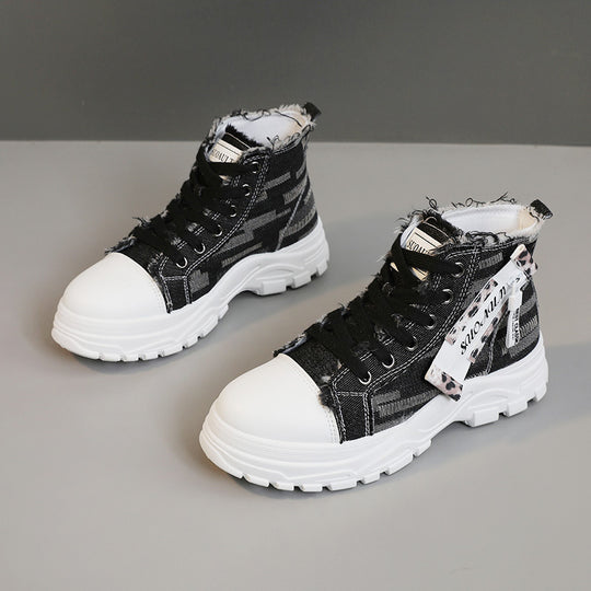 Damen hochschneider Sneakers mit trendiger Markenplakette und einzigartigem Design EB