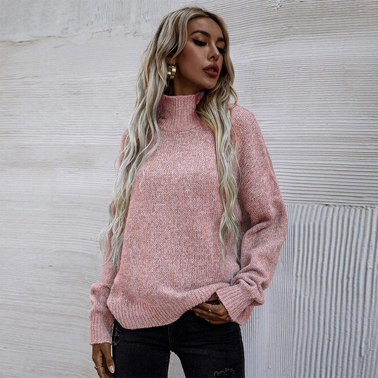 Damen gemütlicher Rollkragenpullover aus hochwertiger Strickware EB
