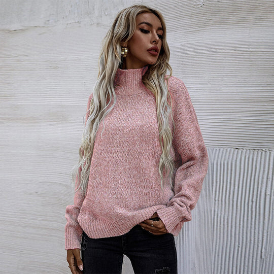 Damen gemütlicher Rollkragenpullover aus hochwertiger Strickware EB