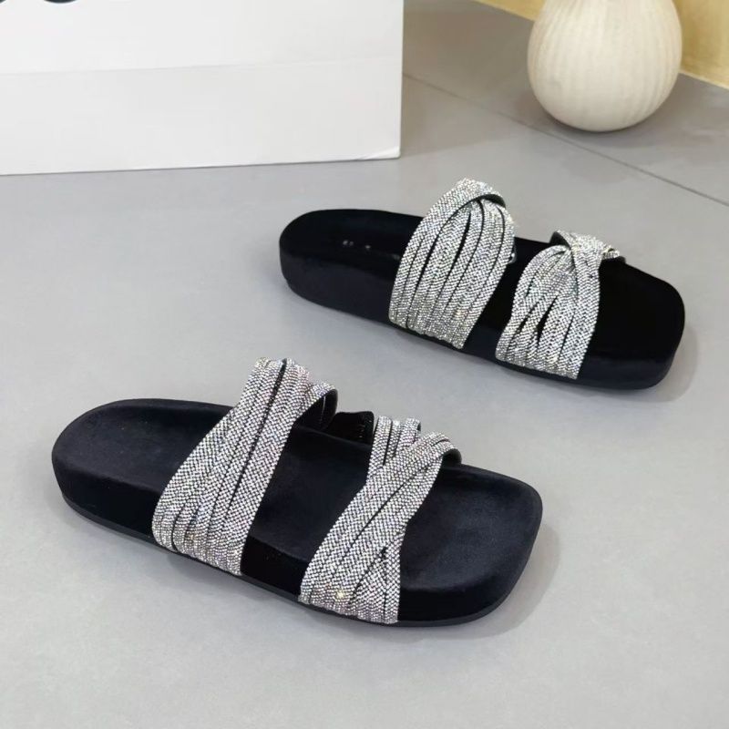 Damen trendige Slipper mit glitzernden Riemen EB