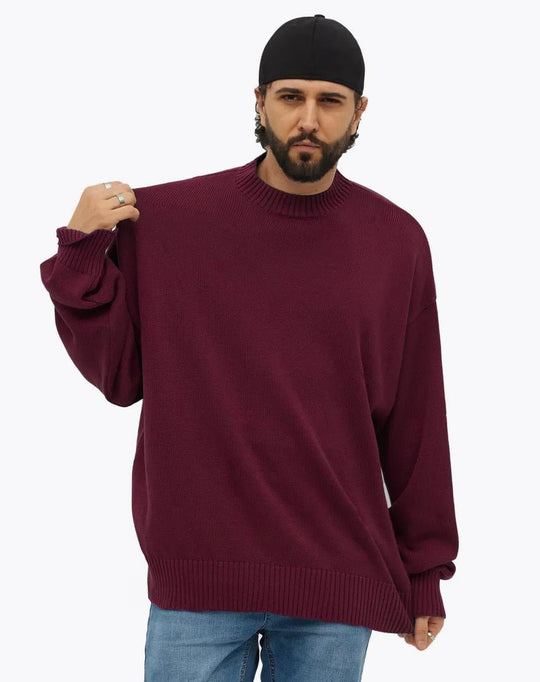 Damen gemütlicher Oversized Pullover mit strukturiertem Rippenmuster und breiten Bündchen EB