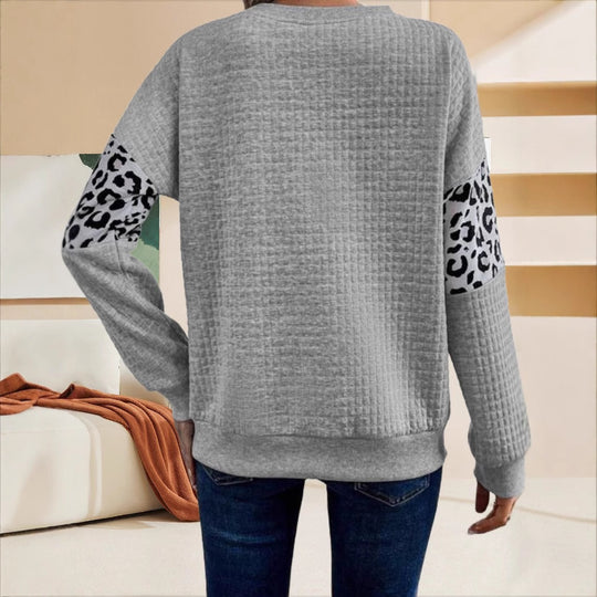 Damen Sweatshirt mit Leopardenmuster und strukturiertem Stoff EB