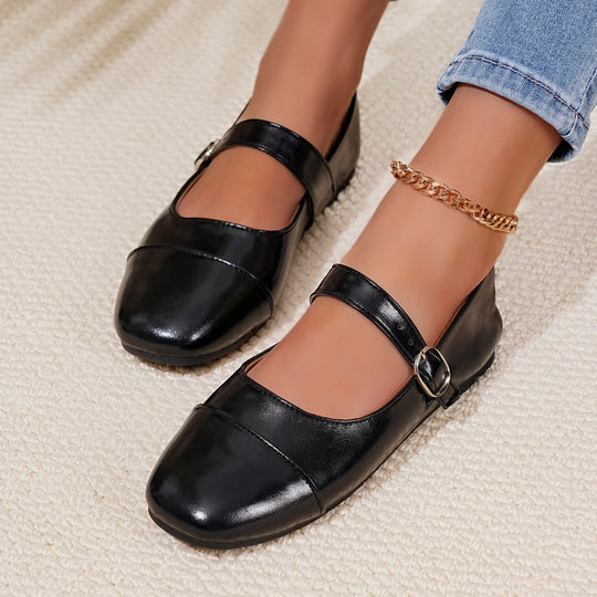 Damen Ballerinas mit verstellbarem Riemen und elegantem Obermaterial EB