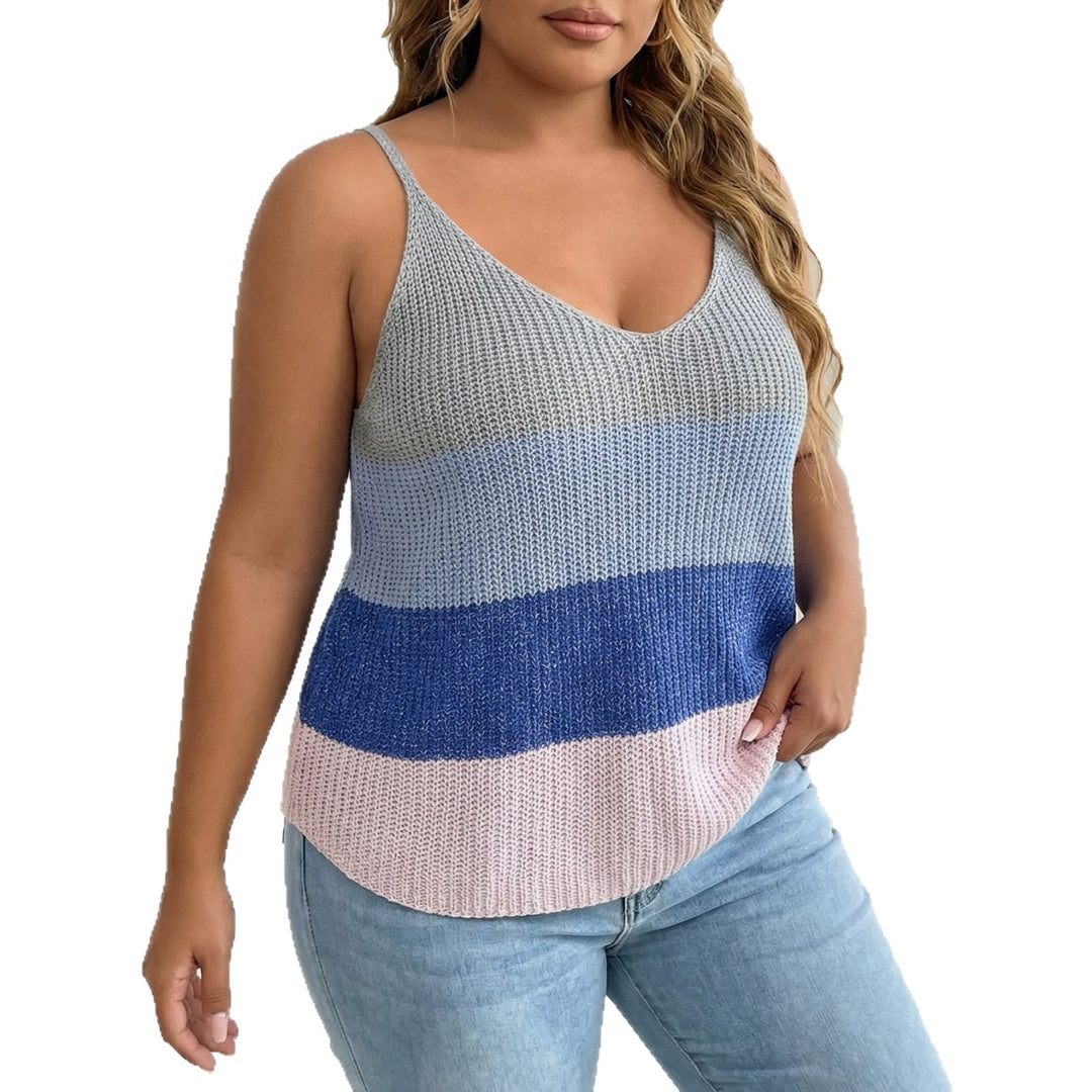 Damen luftiges Stricktop mit V-Ausschnitt und buntem Muster EB
