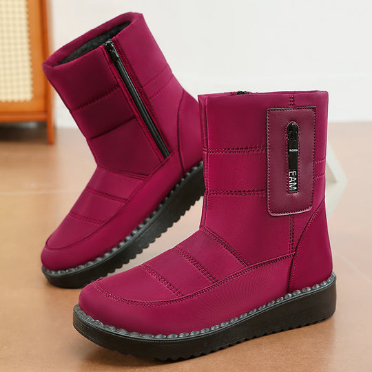 Damen Gefütterte Winterstiefel mit rutschfester Sohle und modischem Reißverschluss EB