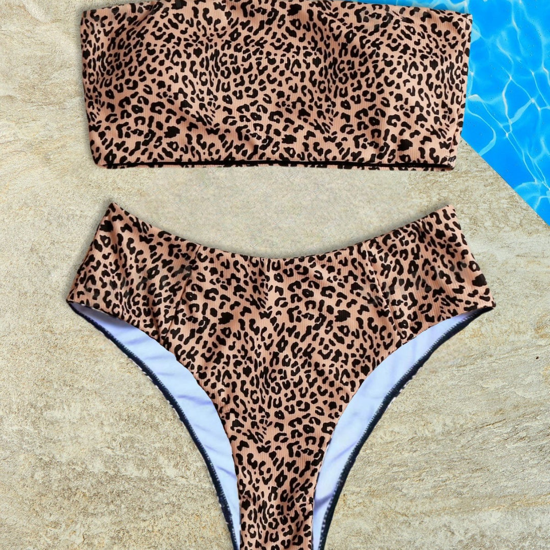Damen Bandeau-Bikini-Set mit elegantem Leopardenmuster EB
