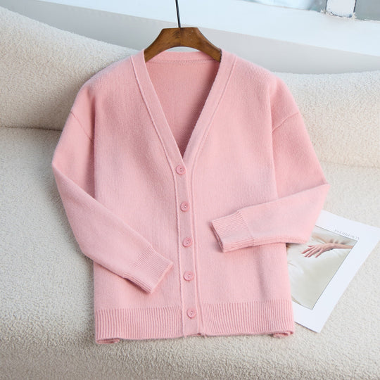 Damen Strick-Cardigan mit V-Ausschnitt und feiner Knopfleiste EB