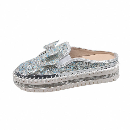 Damen Glamouröse Slipper mit funkelndem Glitzer und dekorativem Schleifen-Detail EB