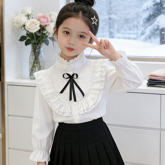 Mädchen verspielte Bluse mit Rüschendetails EB