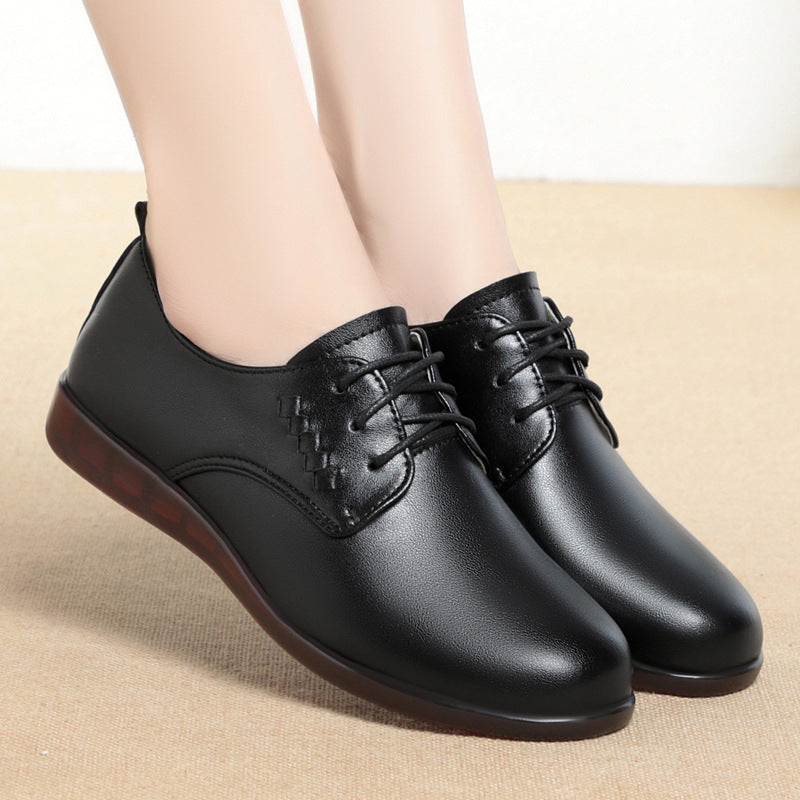 Damen Schnürschuhe mit elegantem Lederober material und bequemer Sohle EB