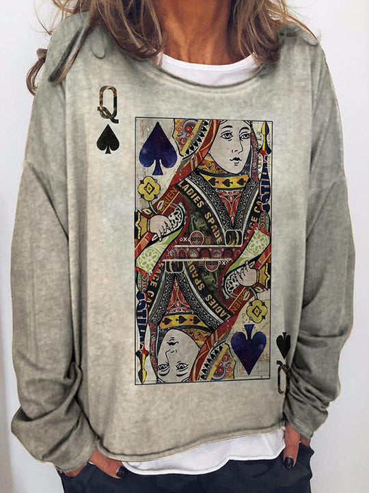Damen Langärmeliges Oversize-Sweatshirt mit abstraktem Aquarell-Mosaikprint EB