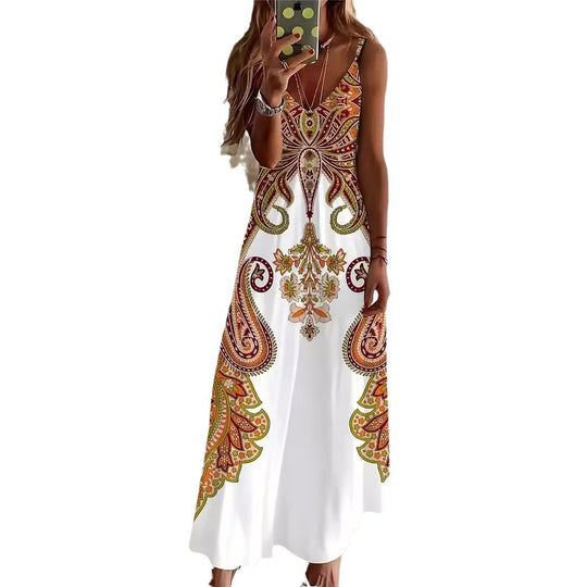 Damen Maxikleid mit farbenfrohem Paisley-Druck EB