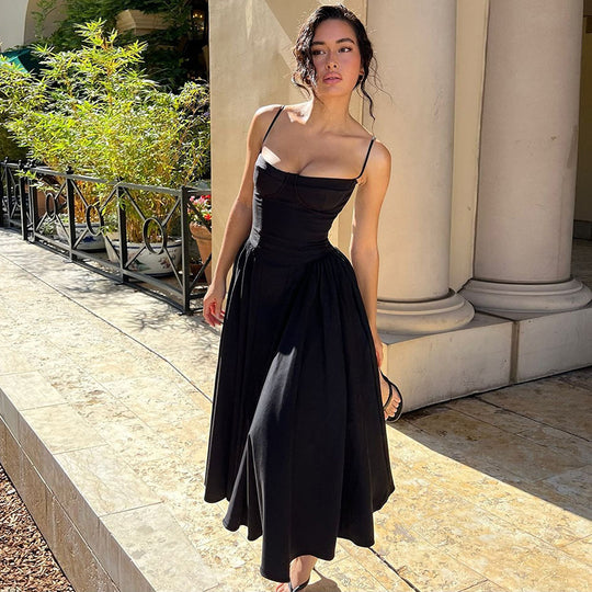Damen Maxi-Kleid mit elegantem Bustier-Oberteil und fließendem Rock EB