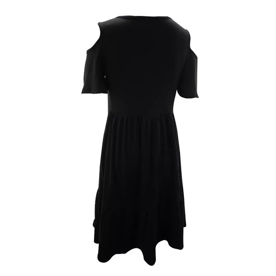 Damen lässiges Kleid mit kaltem Schulterdesign und voluminösem Rock EB