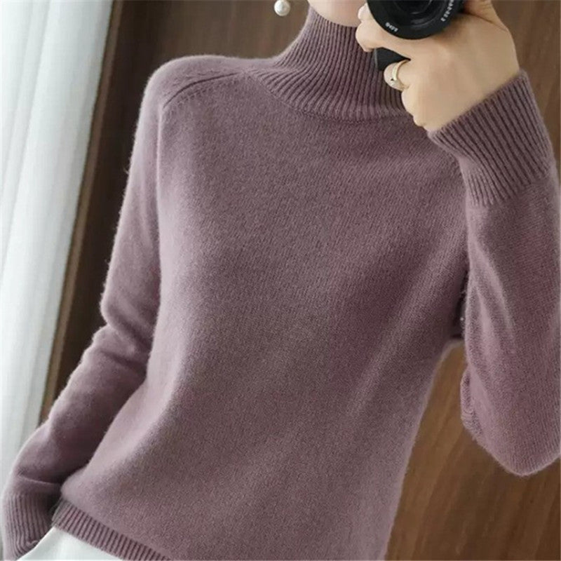 Damen weicher Rollkragenpullover aus feiner Merinowolle EB