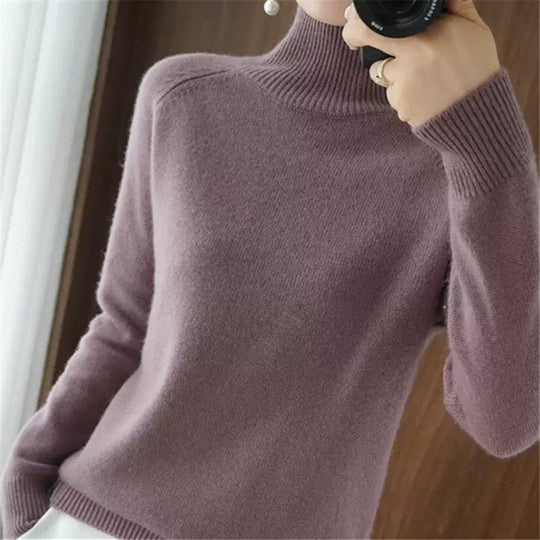 Damen weicher Rollkragenpullover aus feiner Merinowolle EB