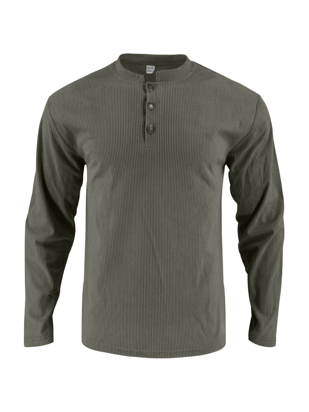 Herren Langarmshirt mit modischer Stehkragen und Knopfleiste EB