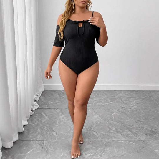 Damen Körperbetontes Oberteil mit Off-Shoulder Design EB