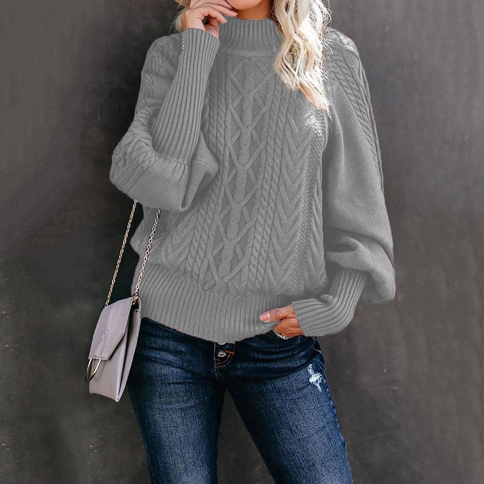 Damen Strickpullover mit hochgeschlossenem Kragen und strukturiertem Design EB