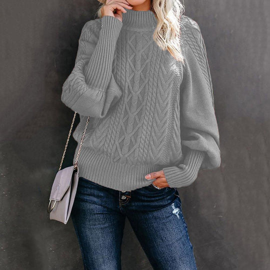 Damen Strickpullover mit hochgeschlossenem Kragen und strukturiertem Design EB