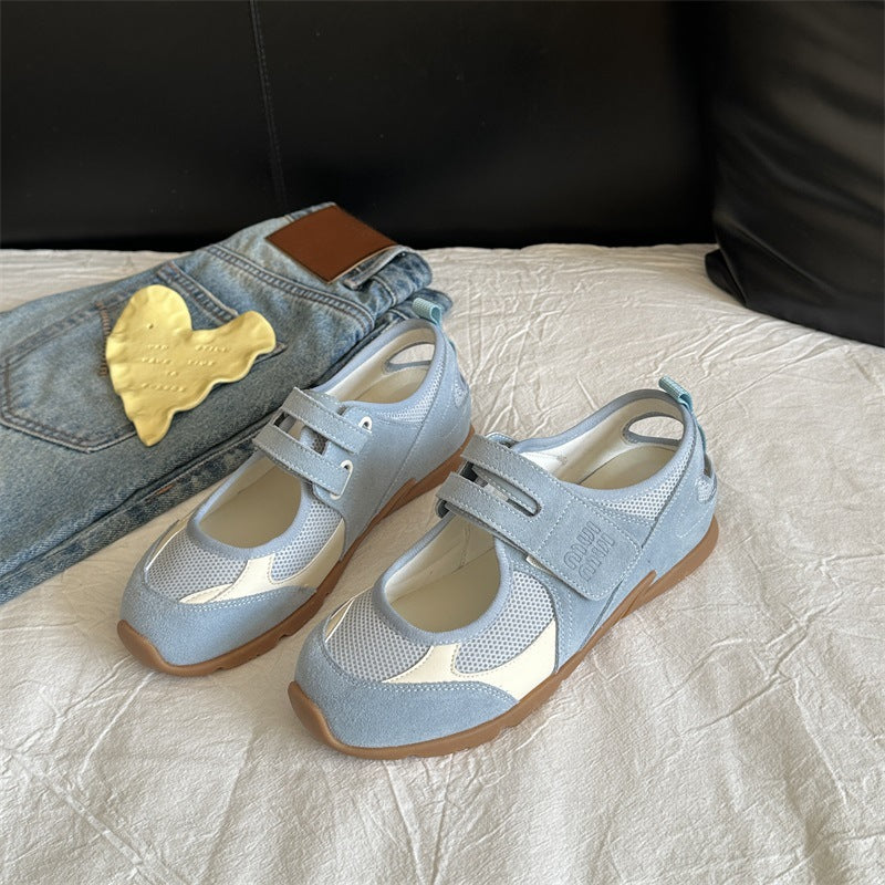 Damen Bequeme Freizeit-Sneaker mit atmungsaktivem Obermaterial und verstellbarem Klettverschluss EB