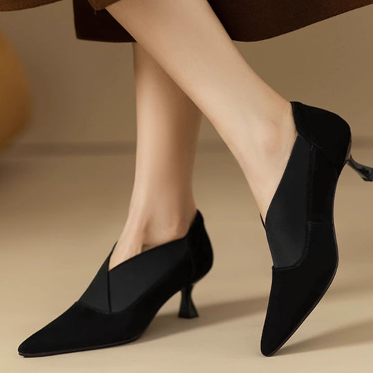 Damen elegante spitze Absatzschuhe mit geschwungenem Design EB