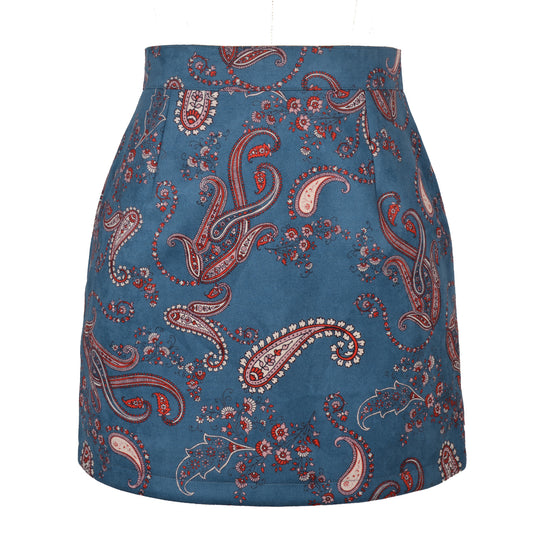 Damen Minirock mit Paisleymuster und hohem Schnitt EB